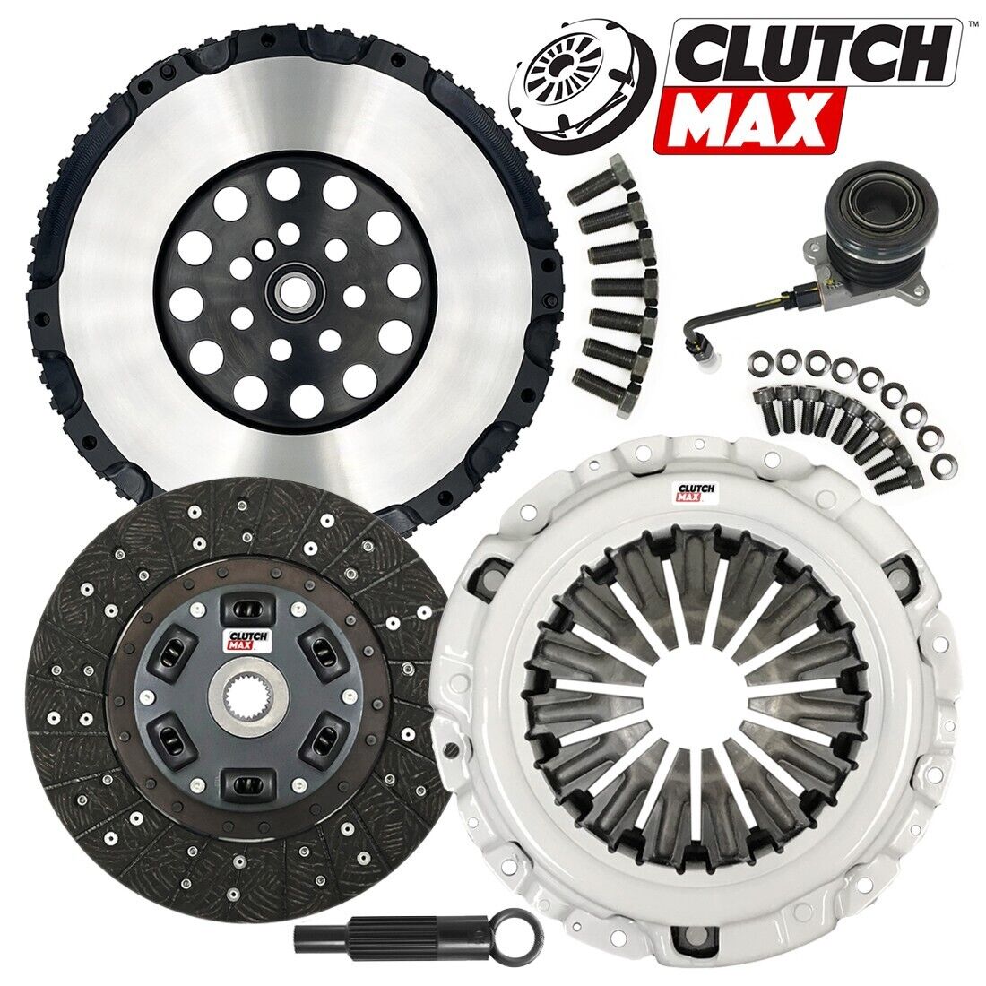 CLUTCHMAX  STAGE 2 CLUTCH KIT & PERFORMANCE CHROMOLY FLYWHEEL WITH SLAVE CYLINDER BUNDLE SET [CM05960HDWS-LSF05960-ST2]