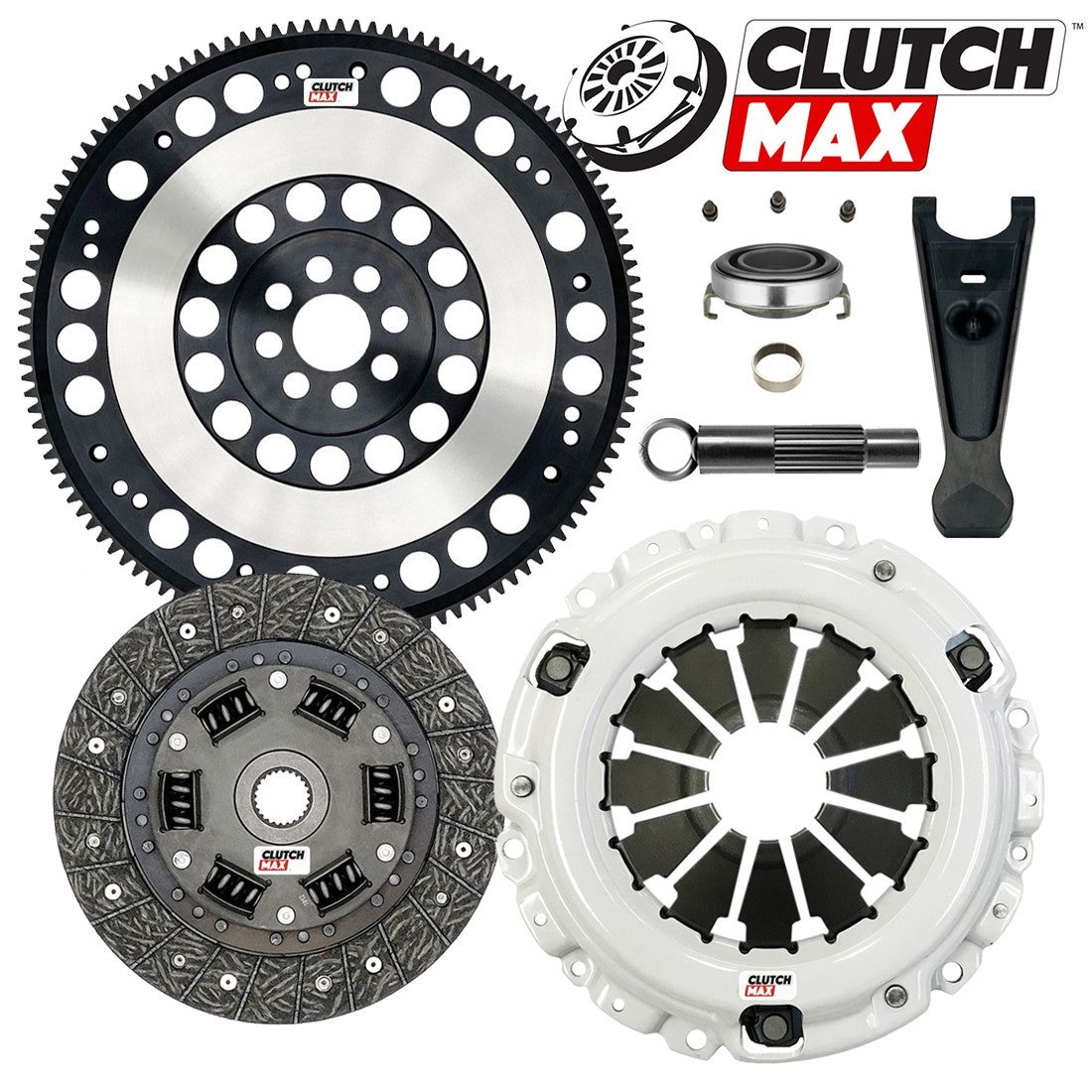 CLUTCHMAX STAGE 1 CLUTCH KIT & PERFORMANCE CHROMOLY FLYWHEEL & CLUTCH FORK BUNDLE SET [CM08037HDLSF-CFP140-ST1]