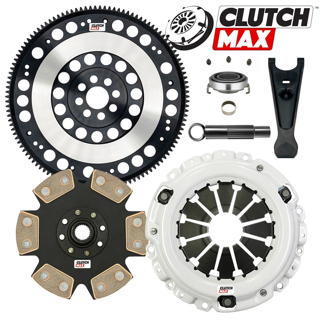 CLUTCHMAX STAGE 4 CLUTCH KIT & PERFORMANCE CHROMOLY FLYWHEEL & CLUTCH FORK BUNDLE SET [CM08037HDDLSF-CFP140-ST4]