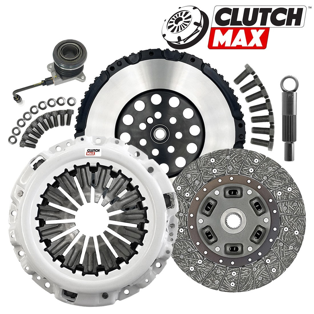 CLUTCHMAX OEM CLUTCH KIT & PERFORMANCE CHROMOLY FLYWHEEL WITH SLAVE CYLINDER BUNDLE SET [CM05960HDWS-LSF05960-CK]
