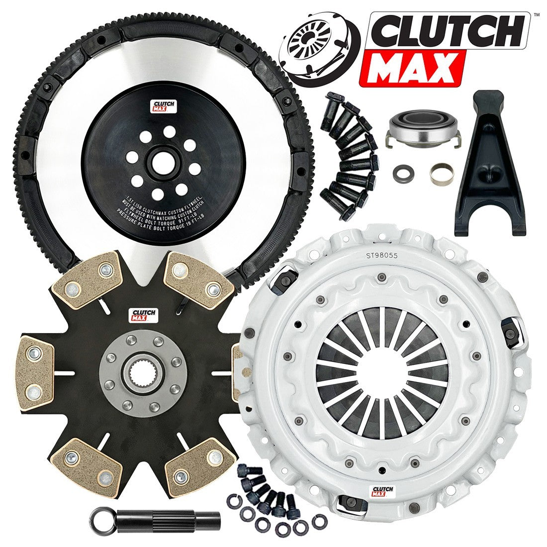 CLUTCHMAX STAGE 4 CLUTCH KIT & PERFORMANCE CHROMOLY FLYWHEEL & CLUTCH FORK BUNDLE SET [CM08819HDDLSF-CFP140-ST4]