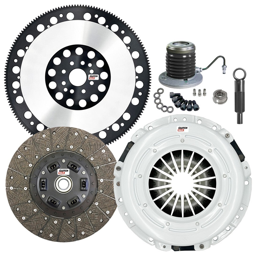 CLUTCHMAX STAGE 1 CLUTCH KIT & PERFORMANCE CHROMOLY FLYWHEEL WITH SLAVE CYLINDER BUNDLE SET [CM07386HDWS+LSF07809-ST1]
