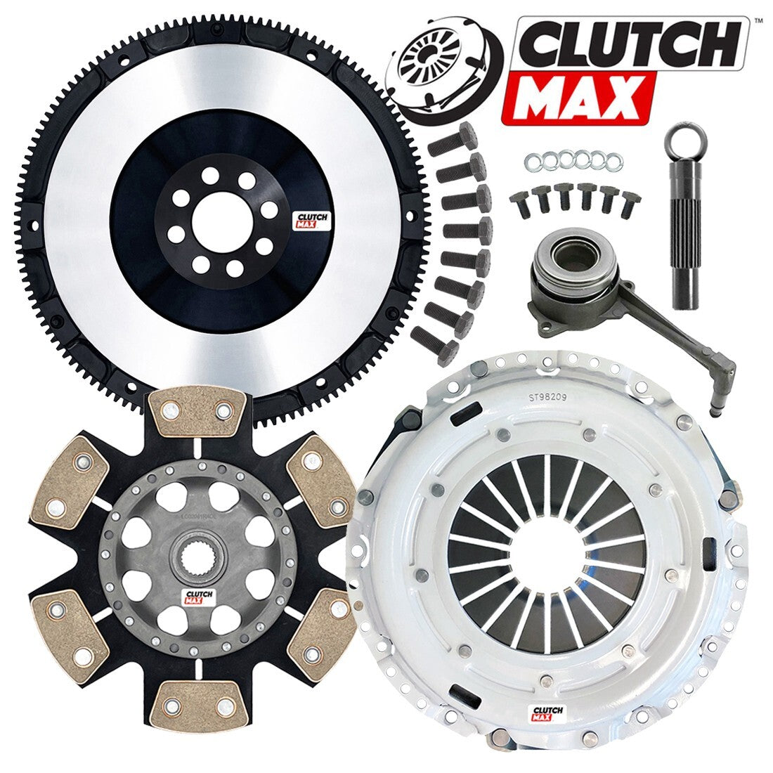 CLUTCHMAX STAGE 4 CLUTCH KIT & PERFORMANCE CHROMOLY FLYWHEEL WITH SLAVE CYLINDER BUNDLE SET [CM17168HDDWS+LSF17168-ST4]