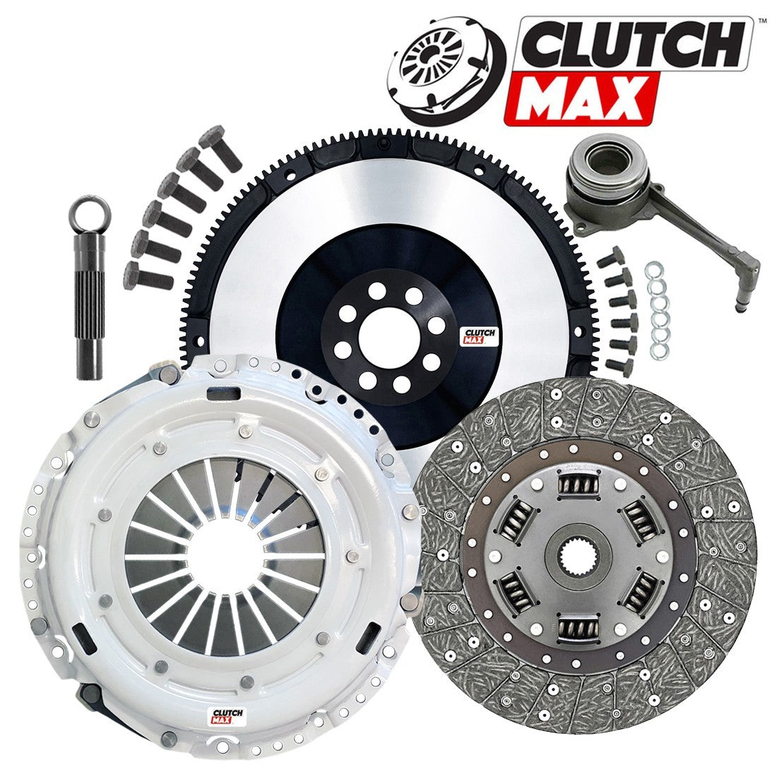 CLUTCHMAX OEM CLUTCH KIT & PERFORMANCE CHROMOLY FLYWHEEL WITH SLAVE CYLINDER BUNDLE SET [CM17168HDWS+LSF17168-CK]