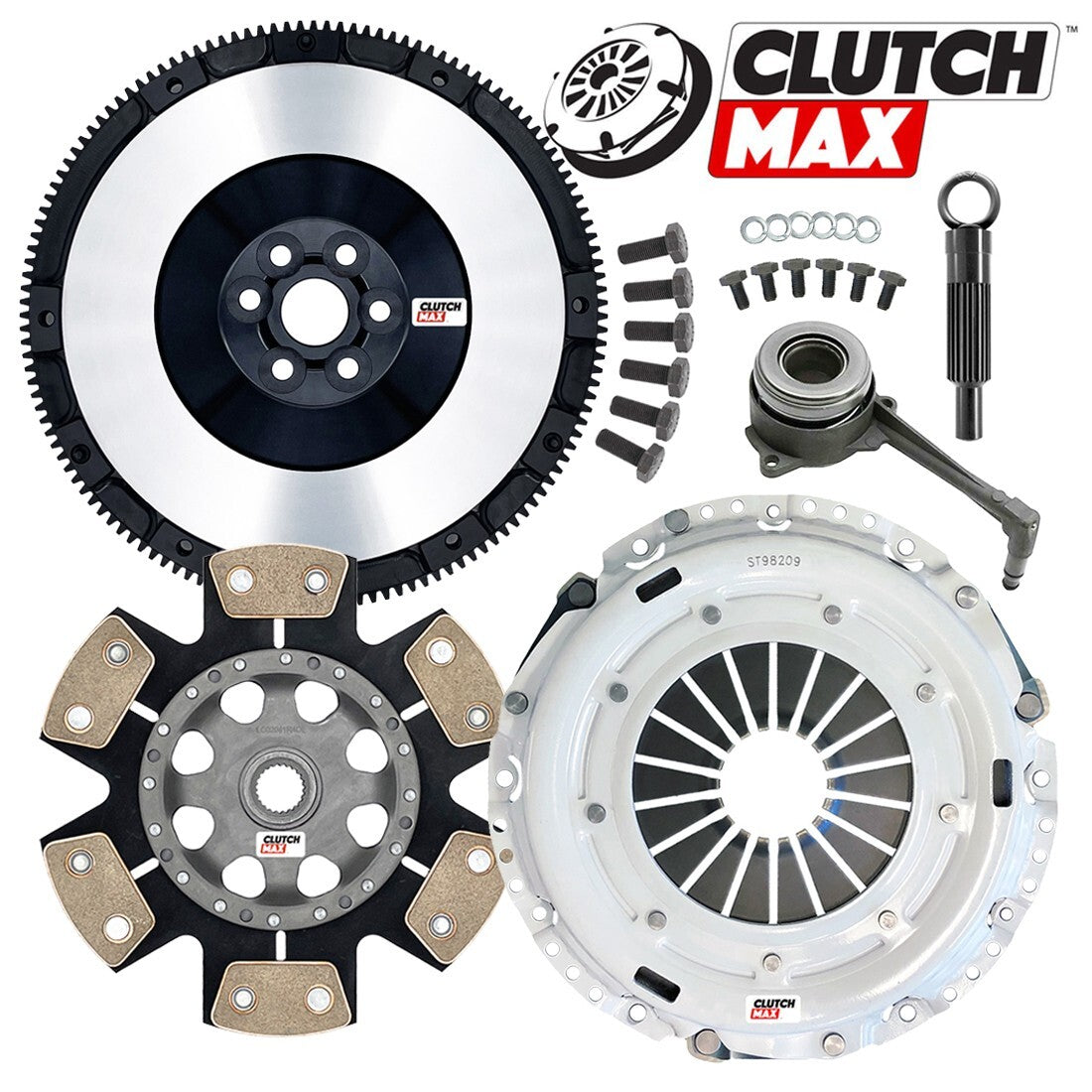 CLUTCHMAX STAGE 4 CLUTCH KIT & PERFORMANCE CHROMOLY FLYWHEEL WITH SLAVE CYLINDER BUNDLE SET [CM02017HDDWS-LSF02017-ST4]