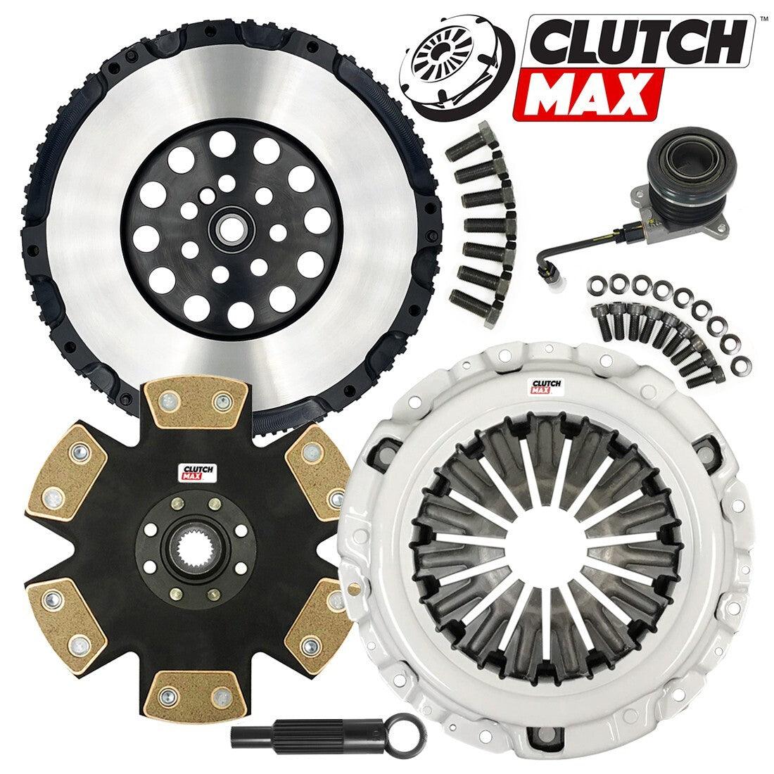 CLUTCHMAX STAGE 5 CLUTCH KIT & PERFORMANCE CHROMOLY FLYWHEEL WITH SLAVE CYLINDER BUNDLE SET [CM05960HDDWS-LSF05960-ST5]