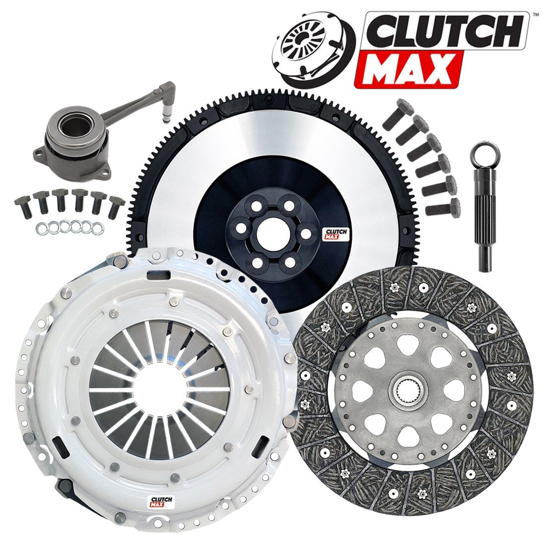 CLUTCHMAX OEM CLUTCH KIT & PERFORMANCE CHROMOLY FLYWHEEL WITH SLAVE CYLINDER BUNDLE SET [CM17167HDRWS-LSF02017-CK]