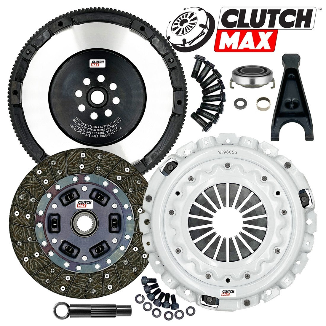 CLUTCHMAX STAGE 2 CLUTCH KIT & PERFORMANCE CHROMOLY FLYWHEEL & CLUTCH FORK BUNDLE SET [CM08819HDLSF-CFP140-ST2]