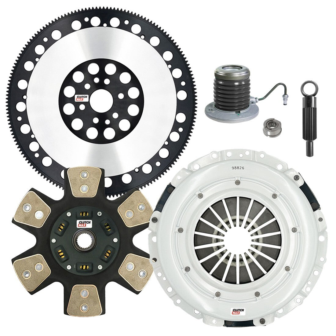 CLUTCHMAX STAGE 4 CLUTCH KIT & PERFORMANCE CHROMOLY FLYWHEEL WITH SLAVE CYLINDER BUNDLE SET [CM07803HDCWS-LSF07023-ST4]