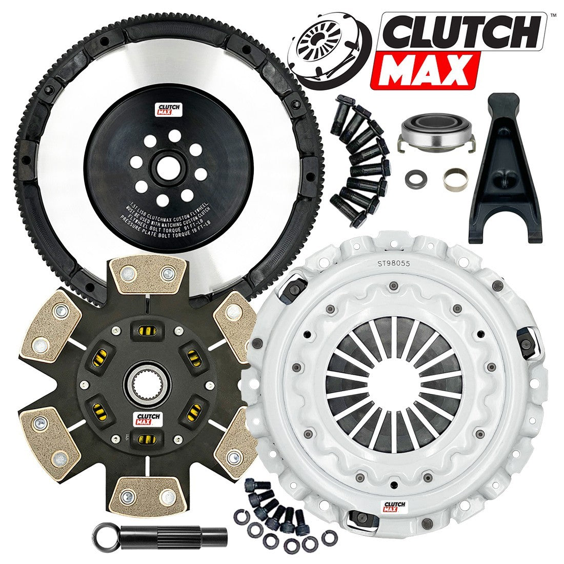 CLUTCHMAX STAGE 3 CLUTCH KIT & PERFORMANCE CHROMOLY FLYWHEEL & CLUTCH FORK BUNDLE SET [CM08819HDCLSF-CFP140-ST3]