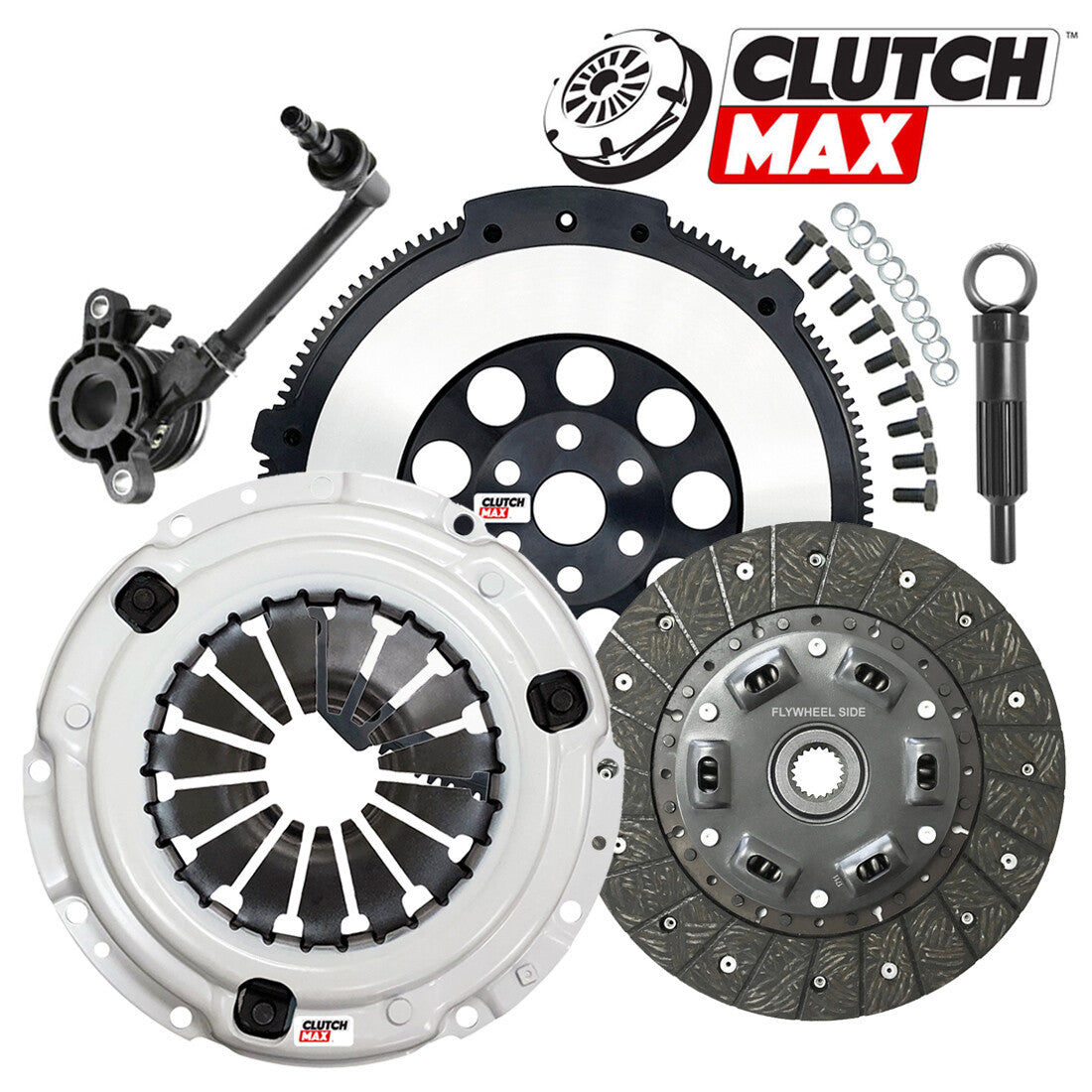 CLUTCHMAX OEM CLUTCH KIT & PERFORMANCE CHROMOLY FLYWHEEL WITH SLAVE CYLINDER BUNDLE SET [CM06255HDWS-LSF06055-CK]