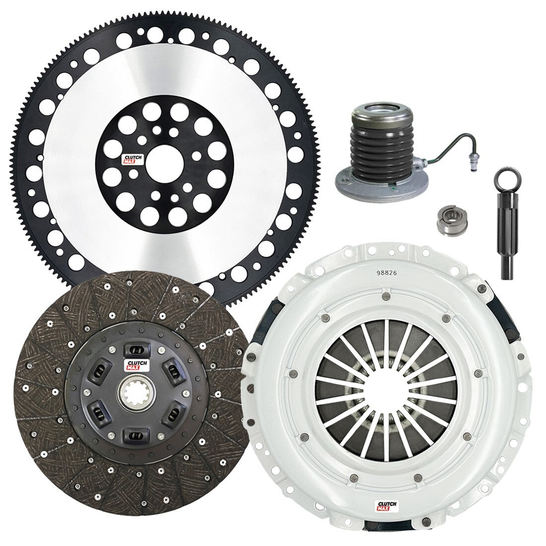 CLUTCHMAX STAGE 2 CLUTCH KIT & PERFORMANCE CHROMOLY FLYWHEEL WITH SLAVE CYLINDER BUNDLE SET [CM07187HDWS-LSF07023-ST2]