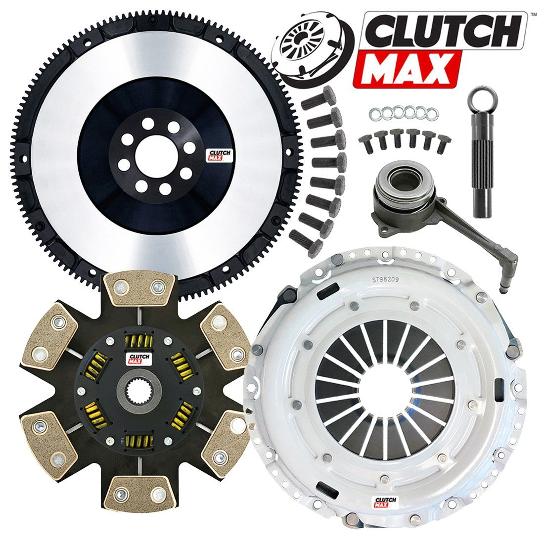 CLUTCHMAX STAGE 3 CLUTCH KIT & PERFORMANCE CHROMOLY FLYWHEEL WITH SLAVE CYLINDER BUNDLE SET [CM17168HDCWS+LSF17168-ST3]