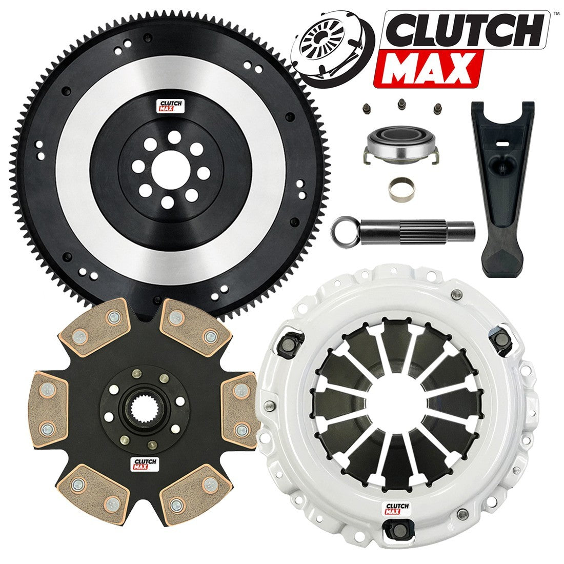 CLUTCHMAX STAGE 4 CLUTCH KIT & PERFORMANCE CHROMOLY FLYWHEEL & CLUTCH FORK BUNDLE SET [CM08137HDDLSF-CFP140-ST4]