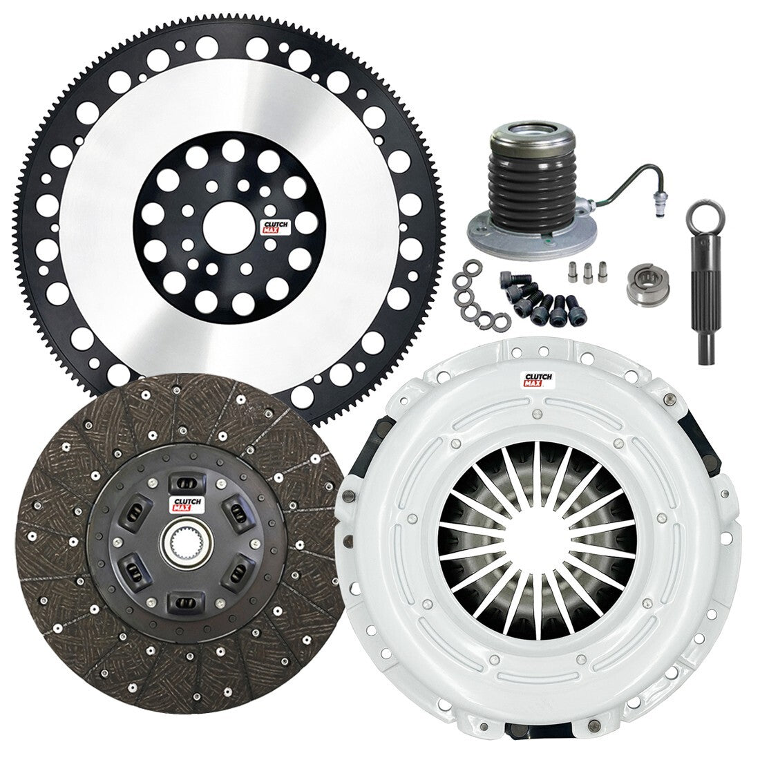 CLUTCHMAX STAGE 2 CLUTCH KIT & PERFORMANCE CHROMOLY FLYWHEEL WITH SLAVE CYLINDER BUNDLE SET [CM07386HDWS+LSF07809-ST2]