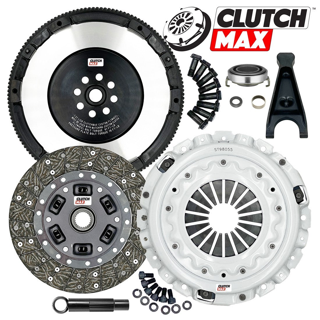 CLUTCHMAX STAGE 1 CLUTCH KIT & PERFORMANCE CHROMOLY FLYWHEEL & CLUTCH FORK BUNDLE SET [CM08819HDLSF-CFP140-ST1]