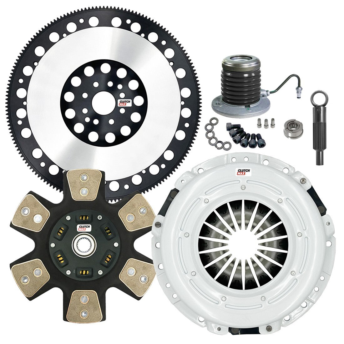 CLUTCHMAX STAGE 4 CLUTCH KIT & PERFORMANCE CHROMOLY FLYWHEEL WITH SLAVE CYLINDER BUNDLE SET [CM07386HDCWS+LSF07809-ST4]