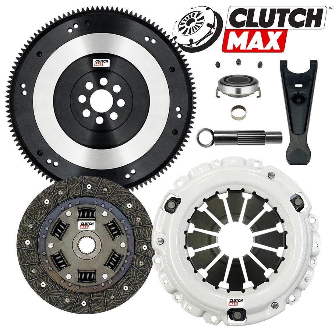 CLUTCHMAX STAGE 2 CLUTCH KIT & PERFORMANCE CHROMOLY FLYWHEEL & CLUTCH FORK BUNDLE SET [CM08137HDLSF-CFP140-ST2]