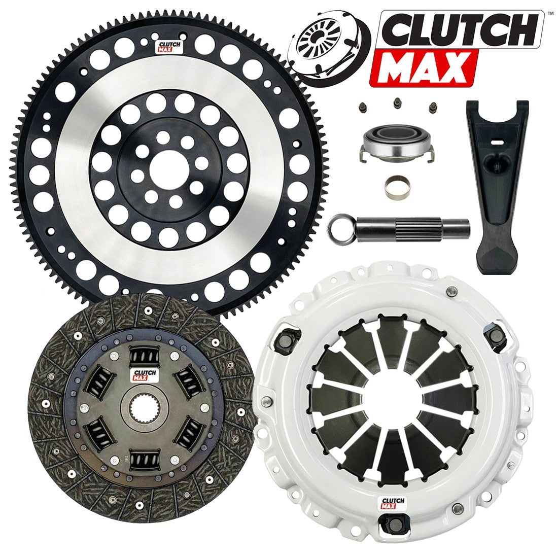 CLUTCHMAX STAGE 2 CLUTCH KIT & PERFORMANCE CHROMOLY FLYWHEEL & CLUTCH FORK BUNDLE SET [CM08037HDLSF-CFP140-ST2]
