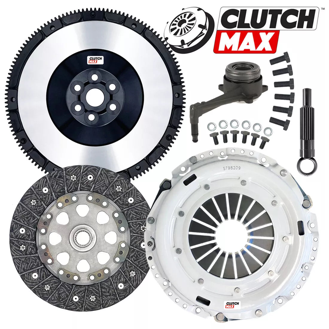 CLUTCHMAX STAGE 1 CLUTCH KIT & PERFORMANCE CHROMOLY FLYWHEEL BUNDLE SET WITH SLAVE CYLINDER [CM02017HDRWS-LSF02017-ST1]