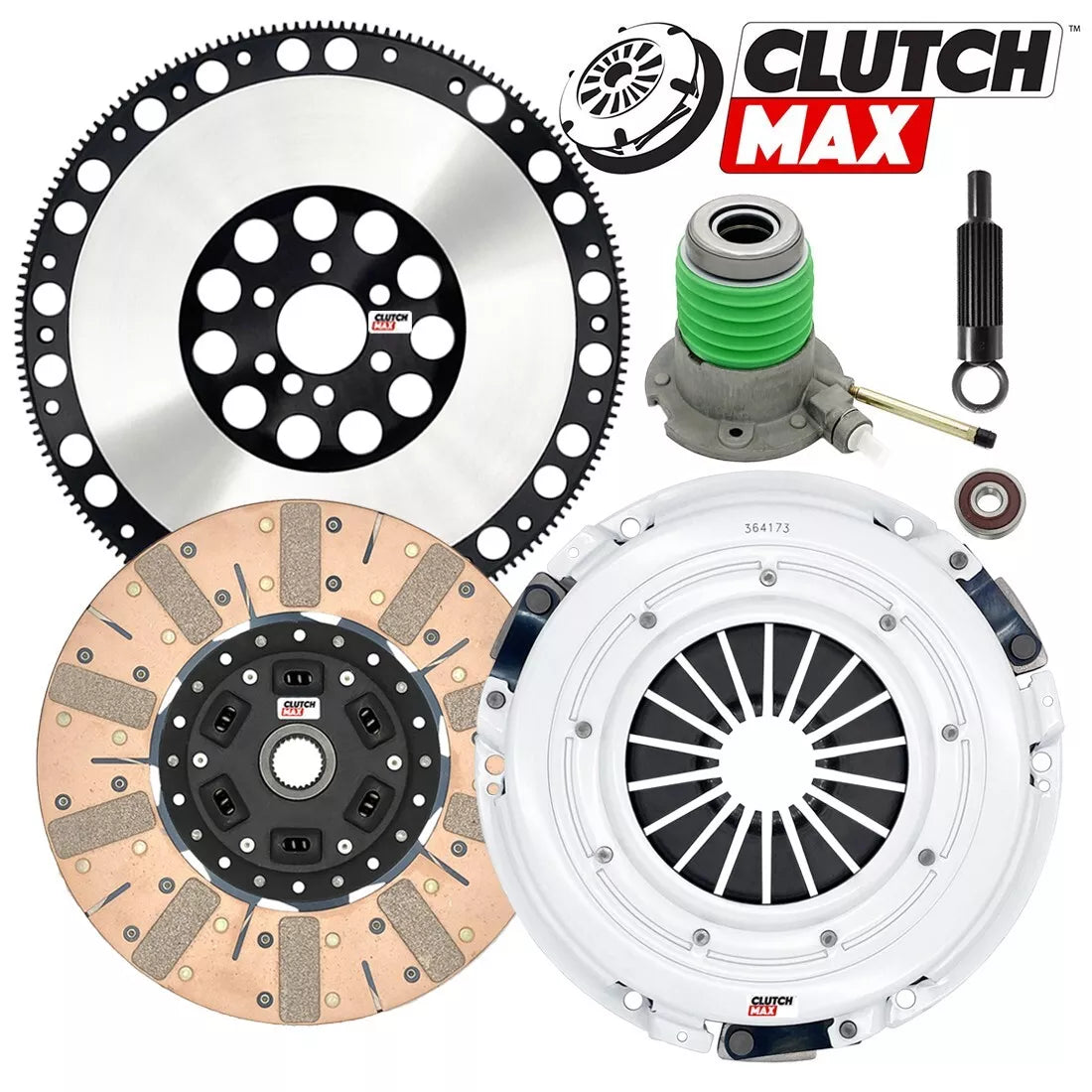 CLUTCHMAX  STAGE 3 CLUTCH KIT & PERFORMANCE CHROMOLY FLYWHEEL WITH SLAVE CYLINDER BUNDLE SET [CM04804DFWS-LSF04173-ST3]