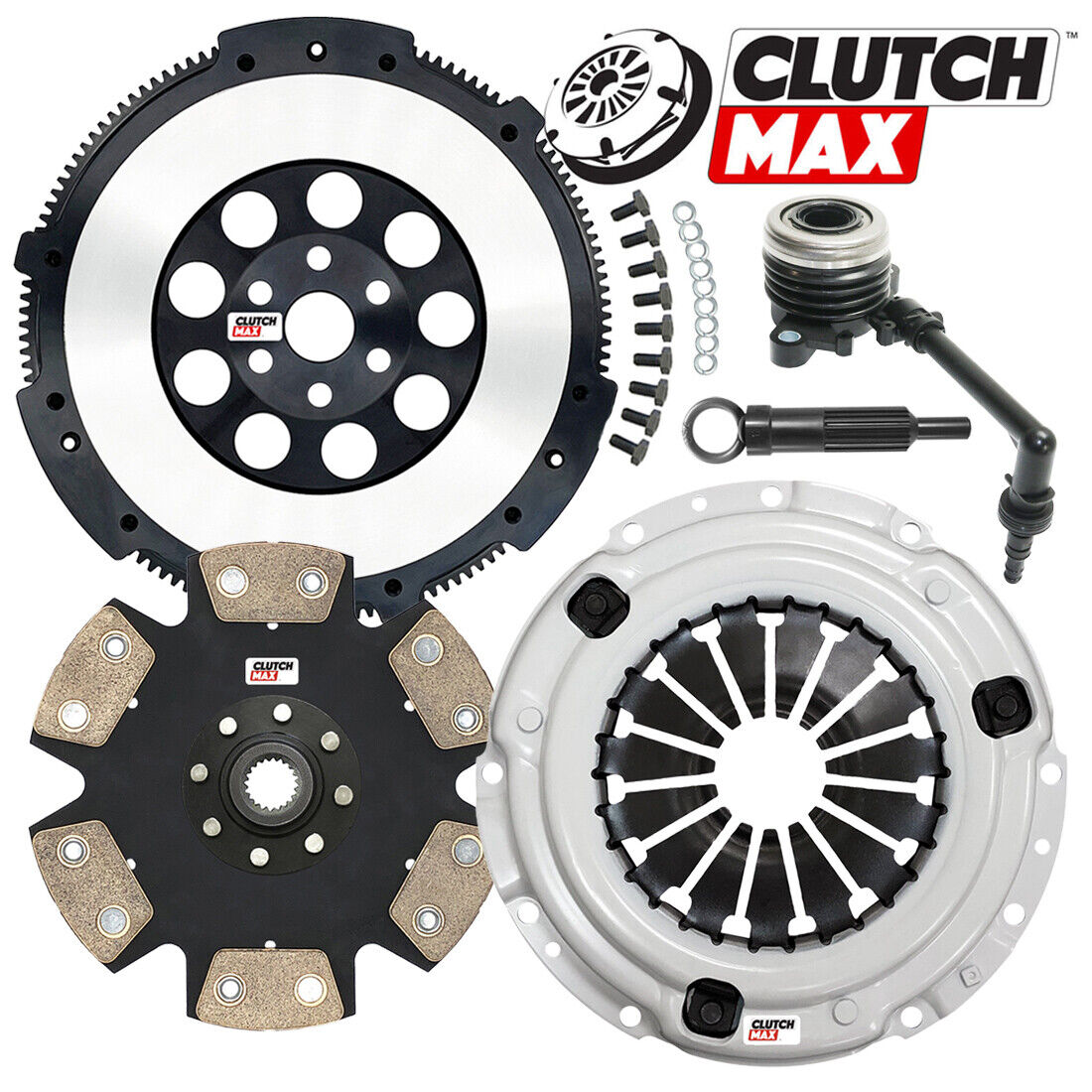 CLUTCHMAX STAGE 4 CLUTCH KIT & PERFORMANCE CHROMOLY FLYWHEEL WITH SLAVE CYLINDER BUNDLE SET [CM06255HDDWS-LSF06055-ST4]