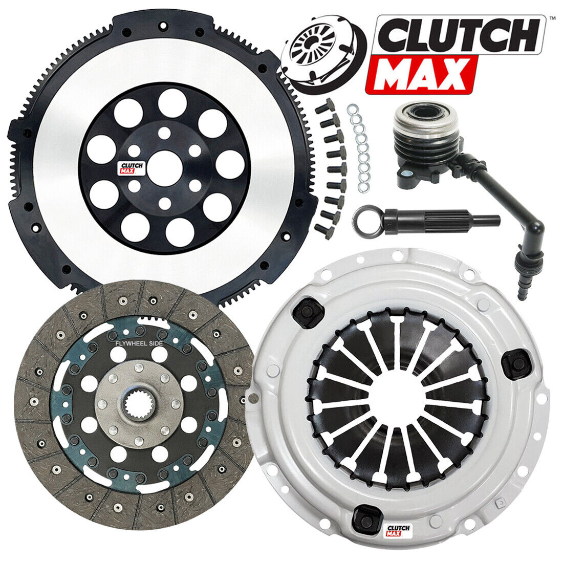 CLUTCHMAX STAGE 1 CLUTCH KIT & PERFORMANCE CHROMOLY FLYWHEEL WITH SLAVE CYLINDER BUNDLE SET [CM06255HDRWS-LSF06055-ST1R]