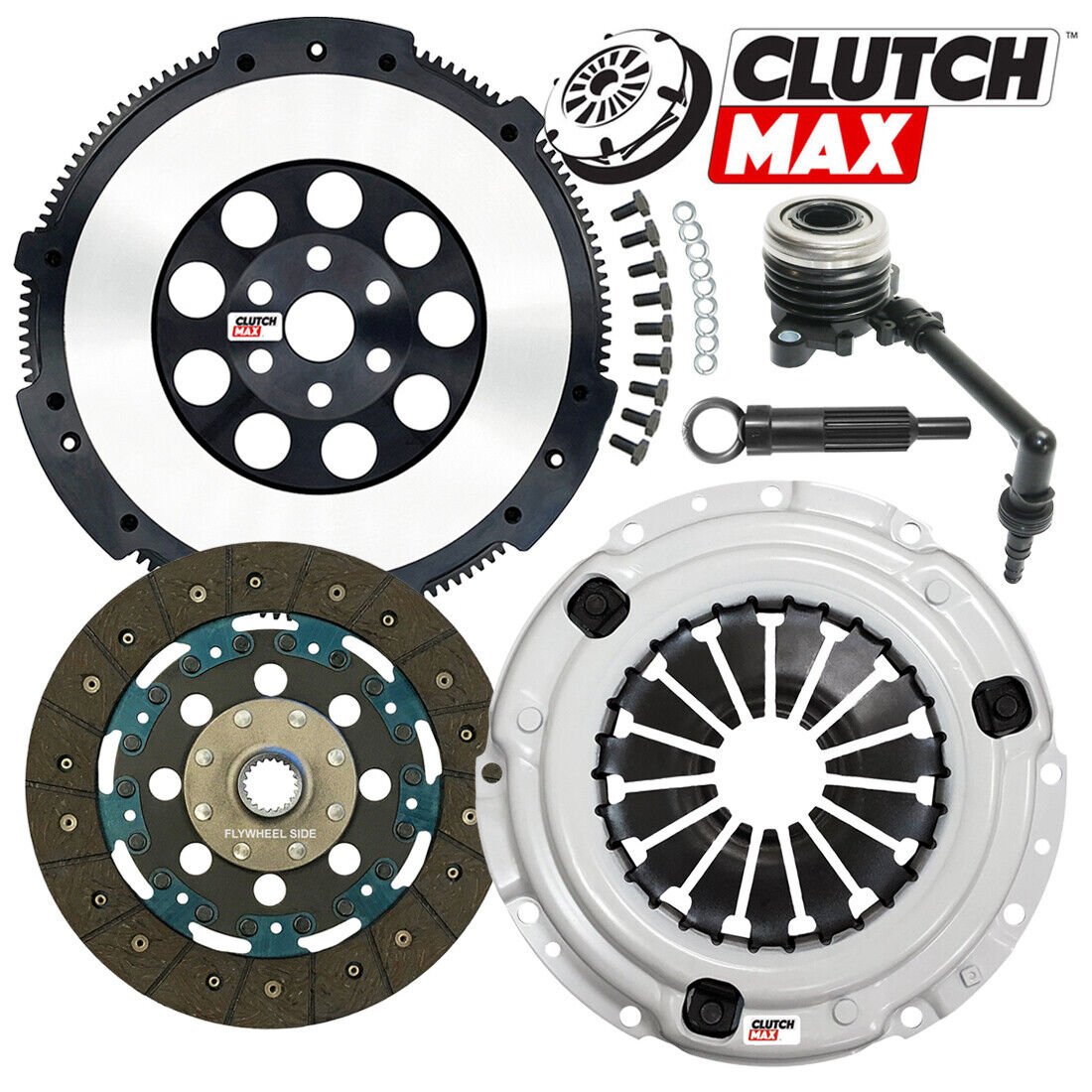 CLUTCHMAX STAGE 2 CLUTCH KIT & PERFORMANCE CHROMOLY FLYWHEEL WITH SLAVE CYLINDER BUNDLE SET [CM06255HDRWS-LSF06055-ST2R]