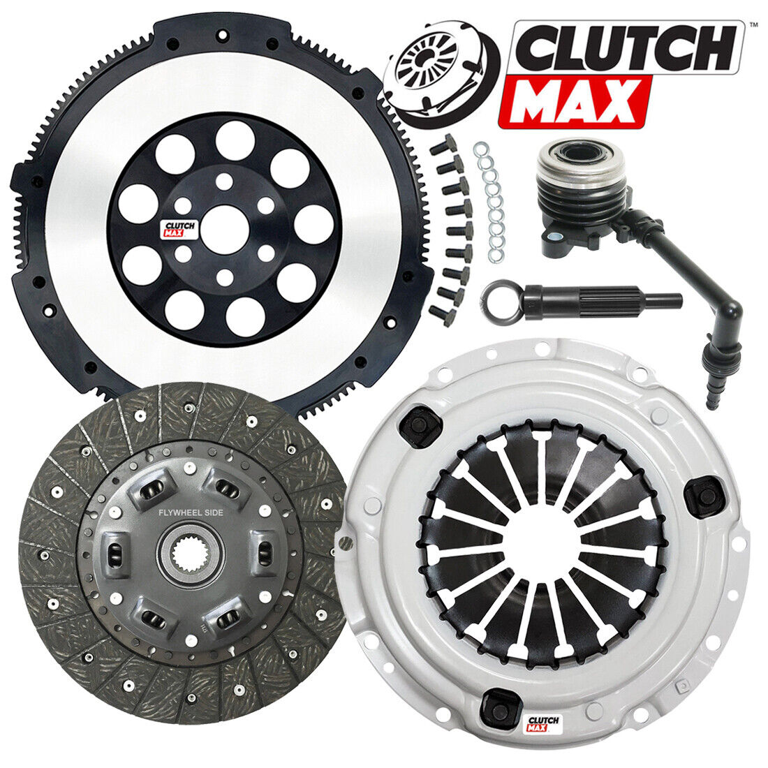 CLUTCHMAX STAGE 1 CLUTCH KIT & PERFORMANCE CHROMOLY FLYWHEEL WITH SLAVE CYLINDER BUNDLE SET [CM06255HDWS-LSF06055-ST1]