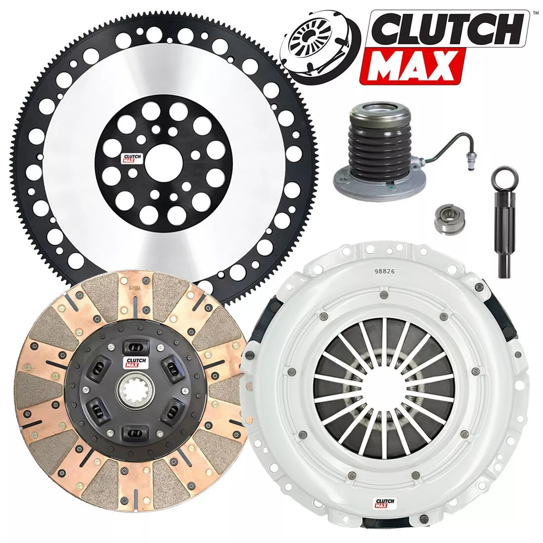 CLUTCHMAX  STAGE 3 CLUTCH KIT & PERFORMANCE CHROMOLY FLYWHEEL WITH SLAVE CYLINDER BUNDLE SET [CM07187DFWS-LSF07023-ST3]