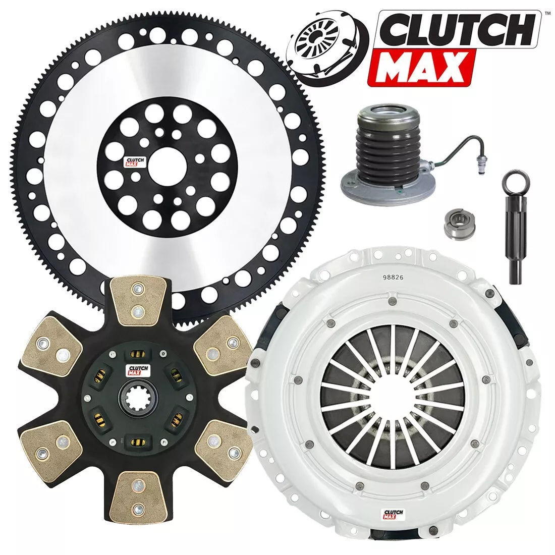 CLUTCHMAX  STAGE 4 CLUTCH KIT & PERFORMANCE CHROMOLY FLYWHEEL WITH SLAVE CYLINDER BUNDLE SET [CM07187HDCWS-LSF07023-ST4]