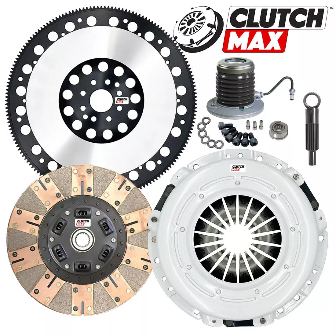 CLUTCHMAX  STAGE 3 CLUTCH KIT & PERFORMANCE CHROMOLY FLYWHEEL WITH SLAVE CYLINDER BUNDLE SET [CM07386DFWS+LSF07809-ST3]