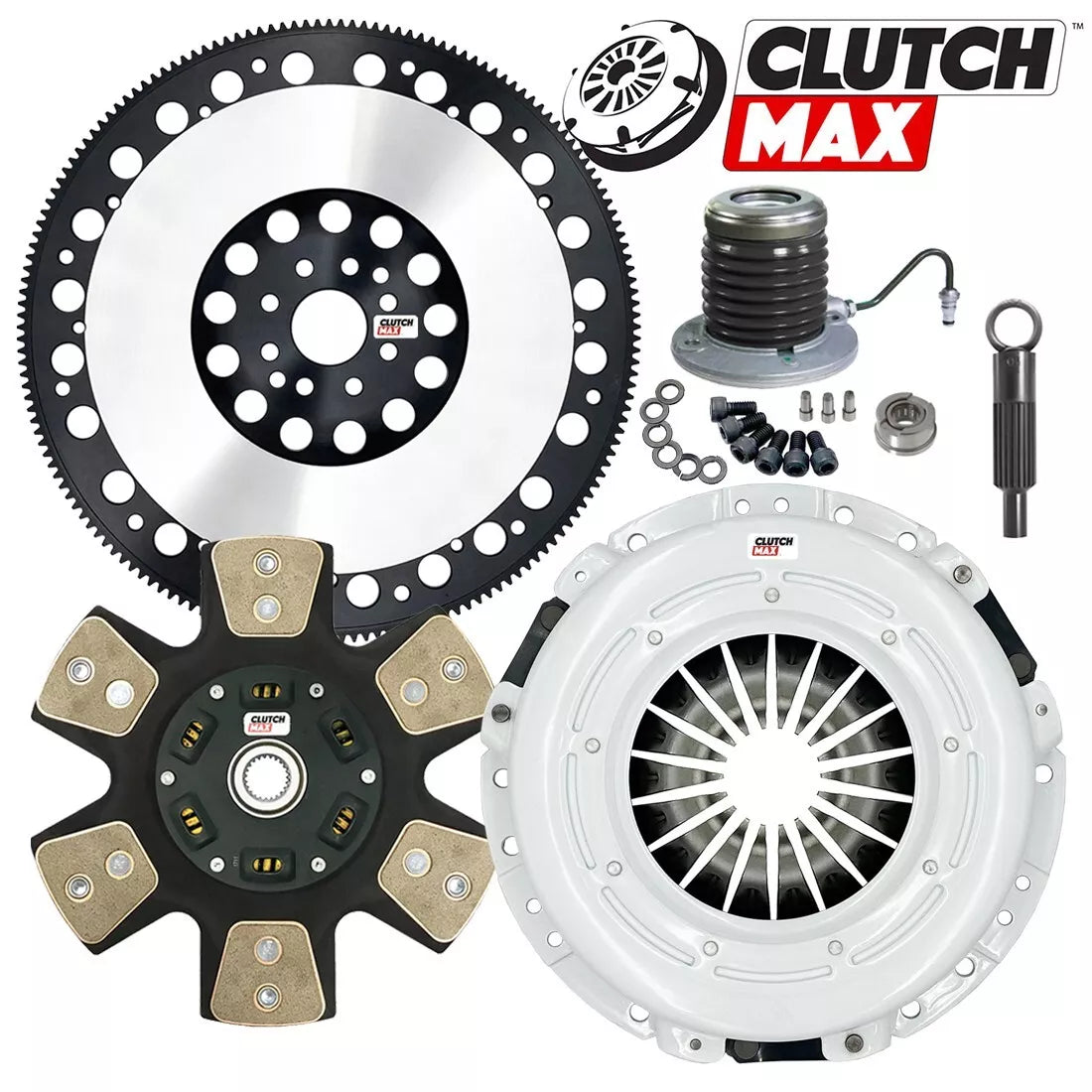 CLUTCHMAX  STAGE 4 CLUTCH KIT & PERFORMANCE CHROMOLY FLYWHEEL WITH SLAVE CYLINDER BUNDLE SET [CM07386HDCWS+LSF07809-ST4]