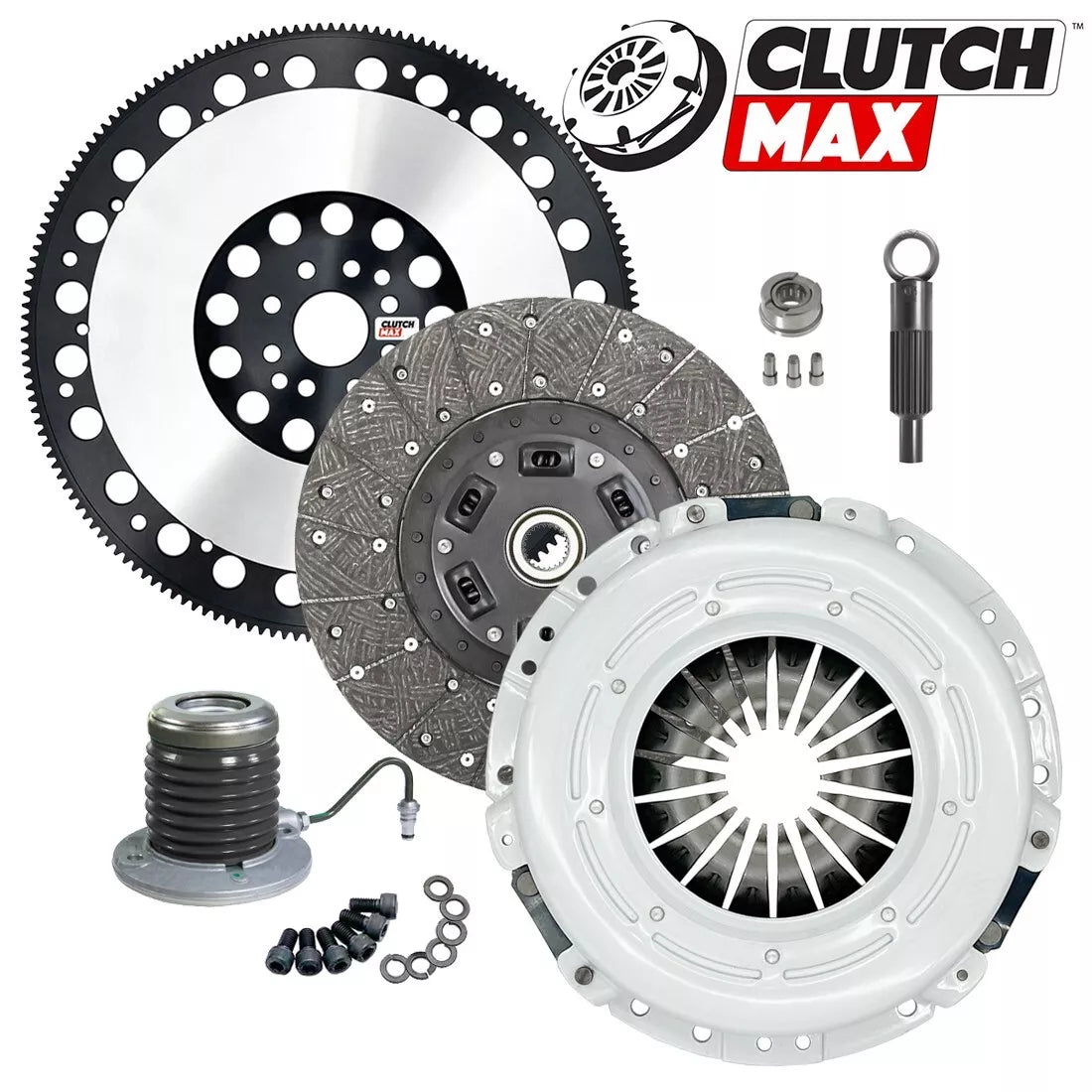 CLUTCHMAX OEM CLUTCH KIT & PERFORMANCE CHROMOLY FLYWHEEL WITH SLAVE CYLINDER BUNDLE SET [CM07386HDWS+LSF07809-CK]