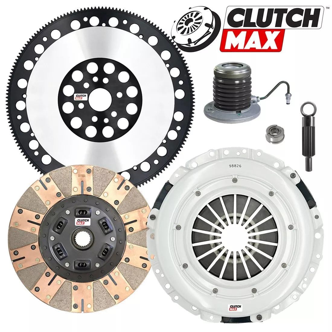 CLUTCHMAX  STAGE 3 CLUTCH KIT & PERFORMANCE CHROMOLY FLYWHEEL WITH SLAVE CYLINDER BUNDLE SET [CM07803DFWS-LSF07023-ST3]