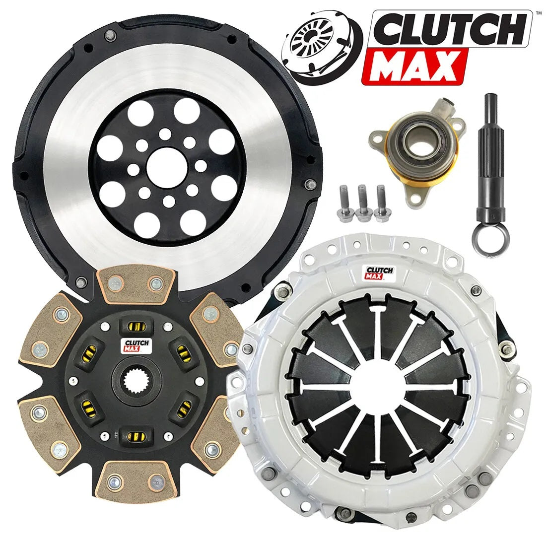 CLUTCHMAX  STAGE 3 CLUTCH KIT & PERFORMANCE CHROMOLY FLYWHEEL WITH SLAVE CYLINDER BUNDLE SET [CM16124HDCWS-LSF16280-ST3]