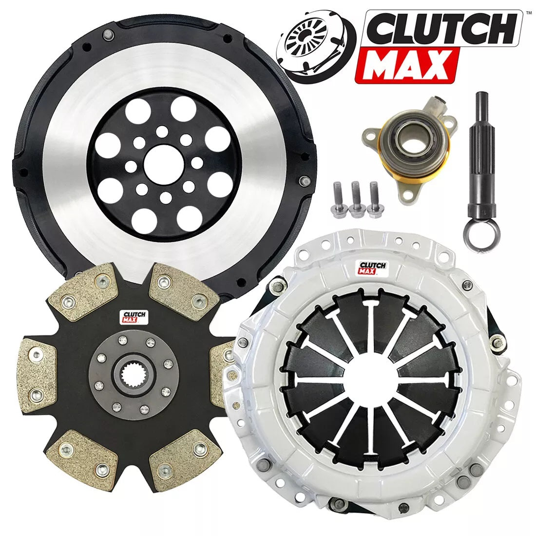 CLUTCHMAX  STAGE 4 CLUTCH KIT & PERFORMANCE CHROMOLY FLYWHEEL WITH SLAVE CYLINDER BUNDLE SET [CM16124HDDWS-LSF16280-ST4]