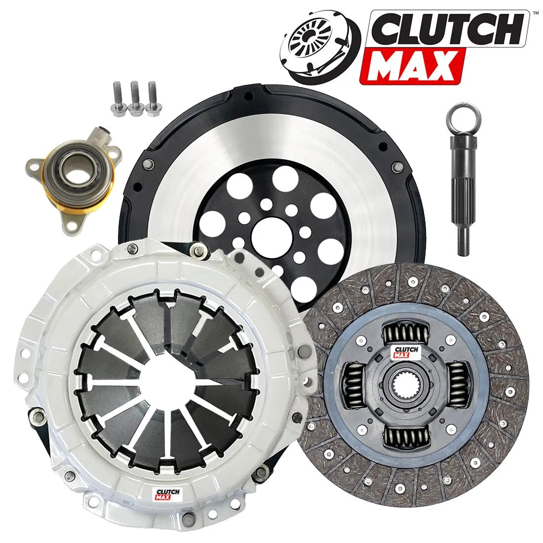 CLUTCHMAX OEM CLUTCH KIT & PERFORMANCE CHROMOLY FLYWHEEL WITH SLAVE CYLINDER BUNDLE SET [CM16124HDWS-LSF16280-CK]