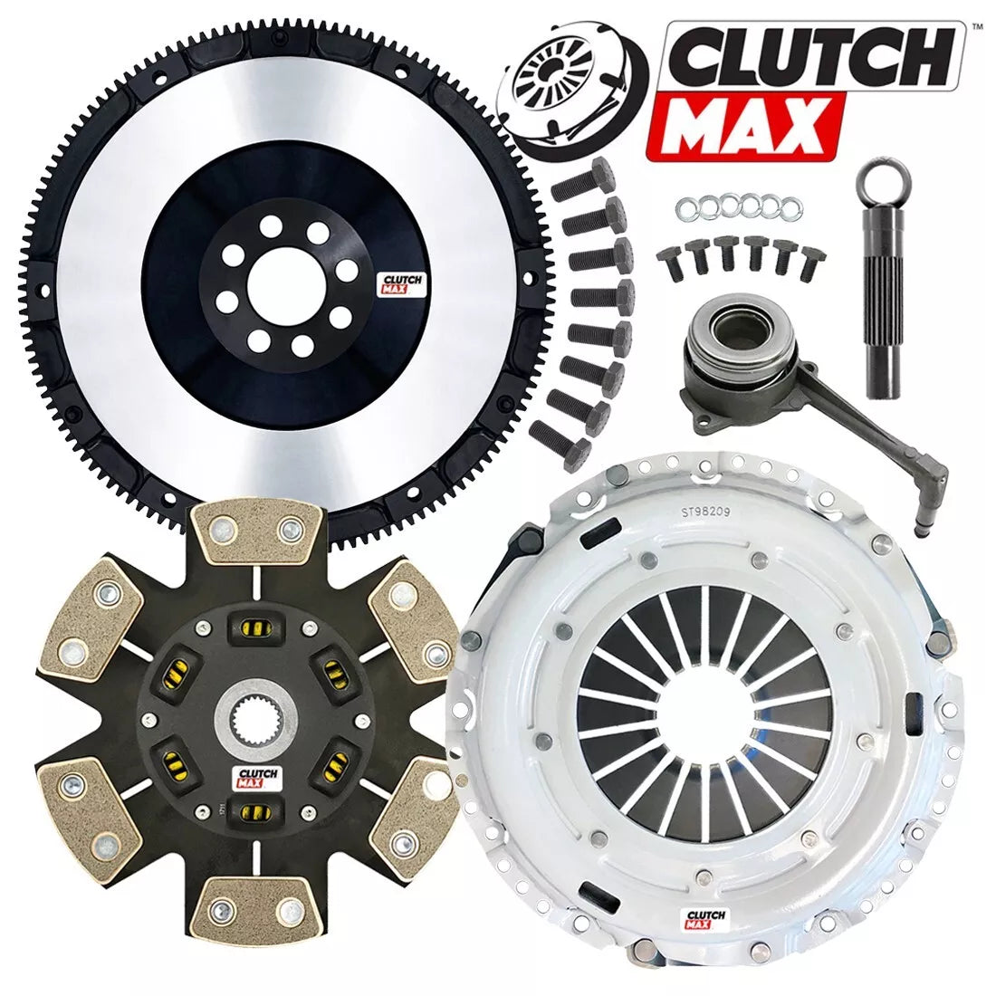 CLUTCHMAX  STAGE 3 CLUTCH KIT & PERFORMANCE CHROMOLY FLYWHEEL WITH SLAVE CYLINDER BUNDLE SET [CM17168HDCWS+LSF17168-ST3]