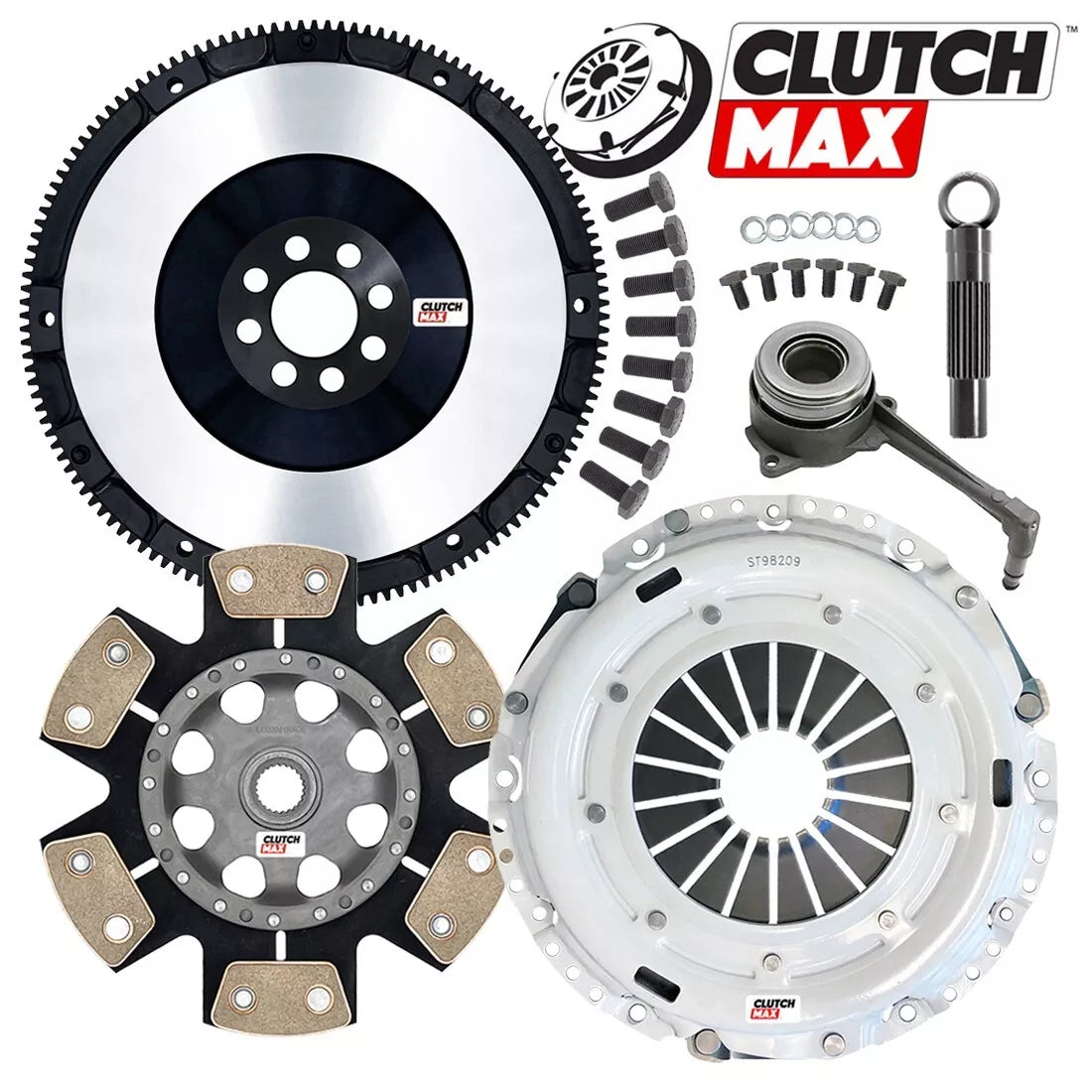 CLUTCHMAX  STAGE 4 CLUTCH KIT & PERFORMANCE CHROMOLY FLYWHEEL WITH SLAVE CYLINDER BUNDLE SET [CM17168HDDWS+LSF17168-ST4]