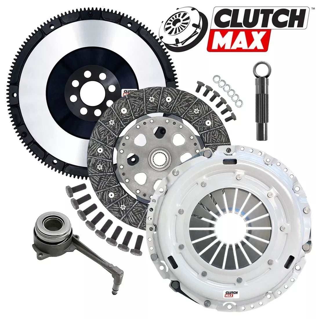 CLUTCHMAX  OEM CLUTCH KIT & PERFORMANCE CHROMOLY FLYWHEEL WITH SLAVE CYLINDER BUNDLE SET [CM17168HDRWS+LSF17168-CK]