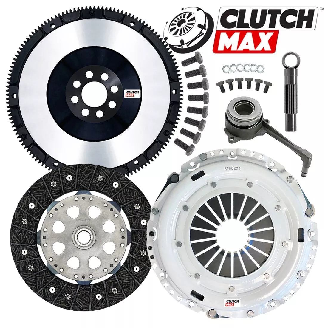 CLUTCHMAX  STAGE 2 CLUTCH KIT & PERFORMANCE CHROMOLY FLYWHEEL WITH SLAVE CYLINDER BUNDLE SET [CM17168HDRWS+LSF17168-ST2R]