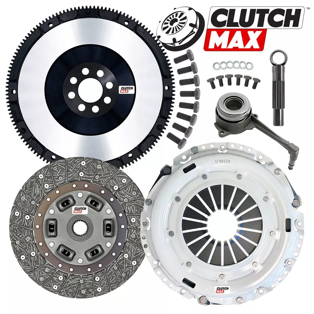 CLUTCHMAX  STAGE 1 CLUTCH KIT & PERFORMANCE CHROMOLY FLYWHEEL WITH SLAVE CYLINDER BUNDLE SET [CM17168HDWS+LSF17168-ST1]