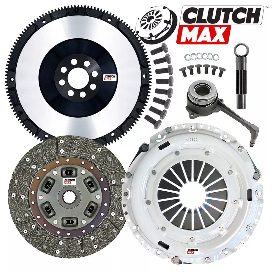 CLUTCHMAX  STAGE 2 CLUTCH KIT & PERFORMANCE CHROMOLY FLYWHEEL WITH SLAVE CYLINDER BUNDLE SET [CM17168HDWS+LSF17168-ST2]