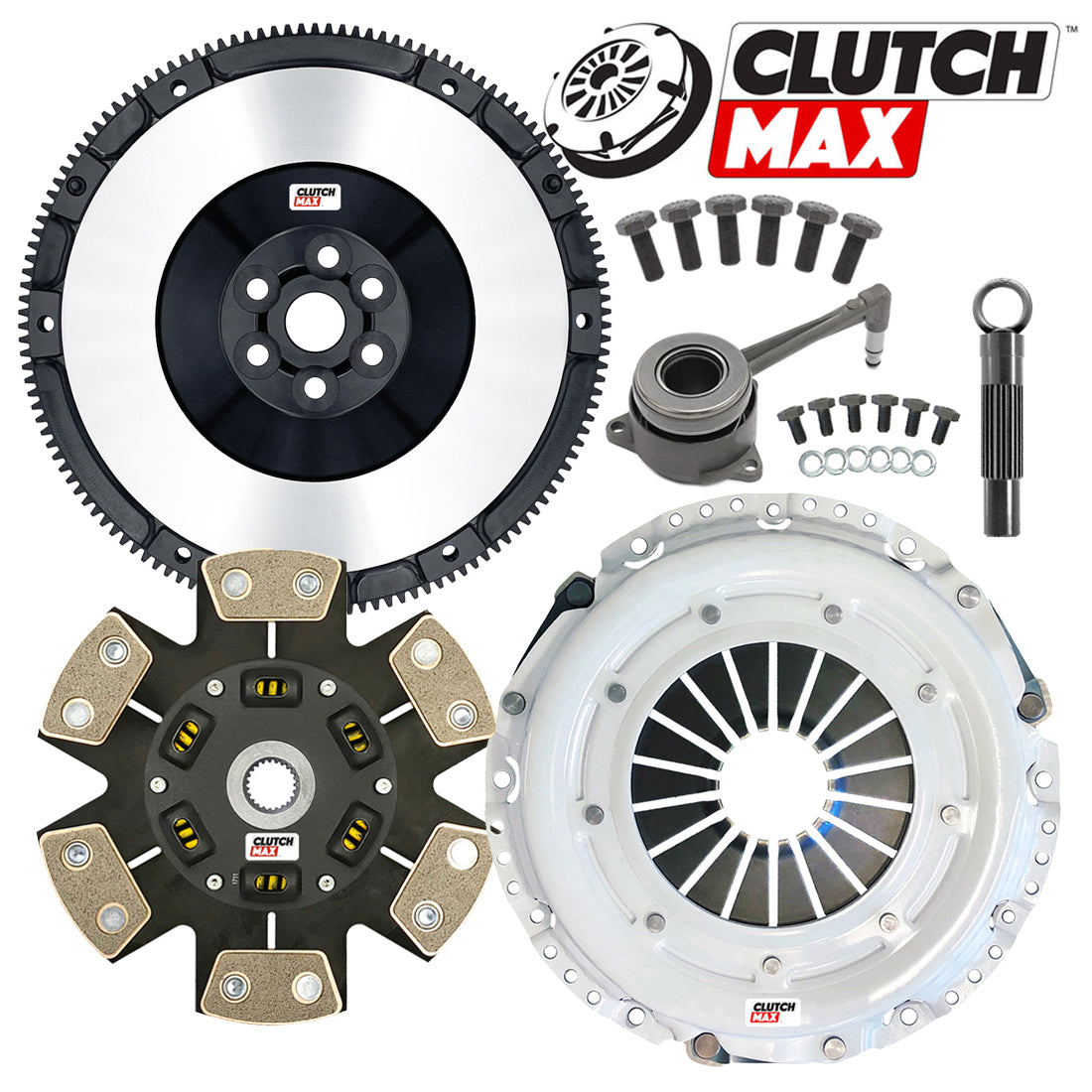 CLUTCHMAX STAGE 3 CLUTCH KIT & PERFORMANCE CHROMOLY FLYWHEEL BUNDLE SET WITH SLAVE CYLINDER [CM17567HDCWS+LSF02017-ST3]