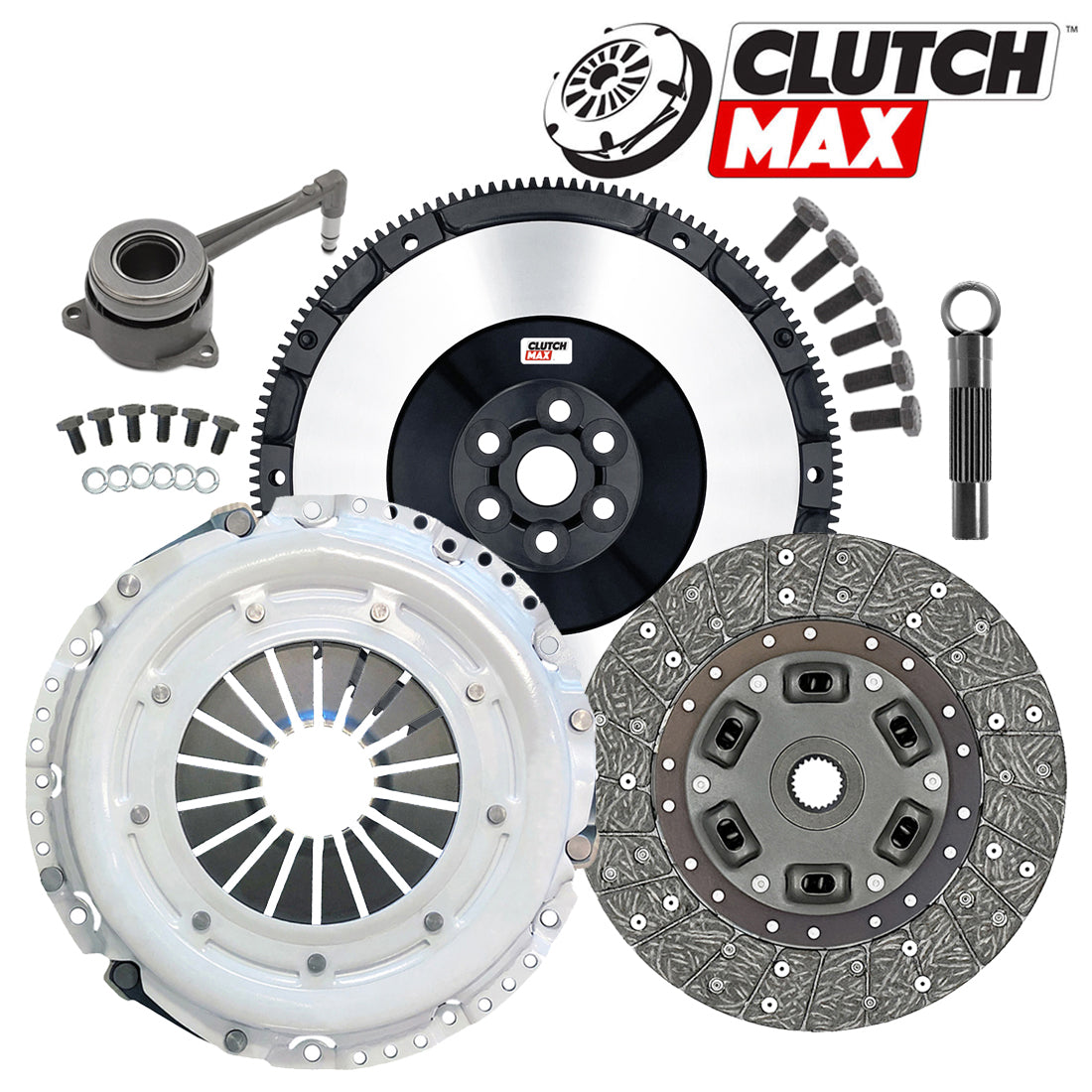 CLUTCHMAX OEM CLUTCH KIT & PERFORMANCE CHROMOLY FLYWHEEL BUNDLE SET WITH SLAVE CYLINDER [CM17567HDWS+LSF02017-CK]