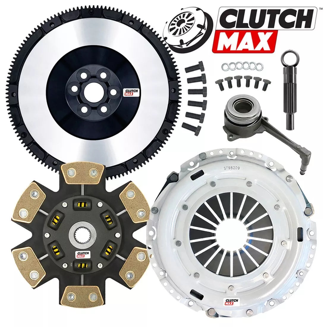 CLUTCHMAX  STAGE 3 CLUTCH KIT & PERFORMANCE CHROMOLY FLYWHEEL WITH SLAVE CYLINDER BUNDLE SET [CM17167HDCWS-LSF02017-ST3]