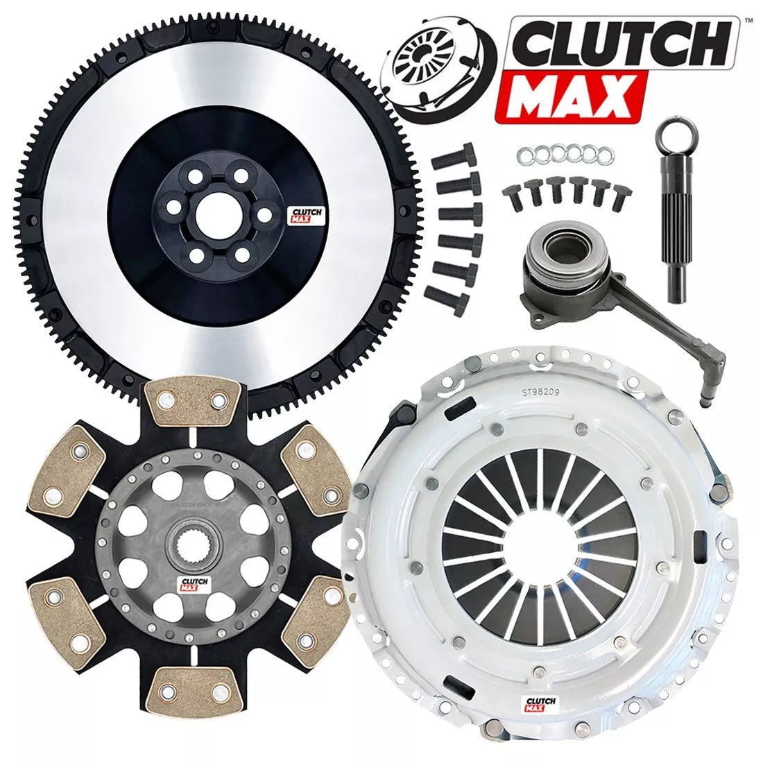 CLUTCHMAX  STAGE 4 CLUTCH KIT & PERFORMANCE CHROMOLY FLYWHEEL WITH SLAVE CYLINDER BUNDLE SET [CM17167HDDWS-LSF02017-ST4]