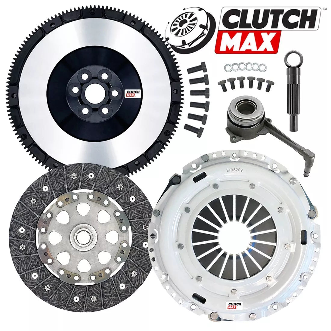 CLUTCHMAX  STAGE 1 CLUTCH KIT & PERFORMANCE CHROMOLY FLYWHEEL WITH SLAVE CYLINDER BUNDLE SET [CM17167HDRWS-LSF02017-ST1]