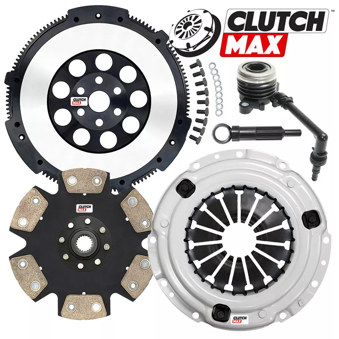 CLUTCHMAX  STAGE 4 CLUTCH KIT & PERFORMANCE CHROMOLY FLYWHEEL WITH SLAVE CYLINDER BUNDLE SET [CM06055HDDWS-LSF06055-ST4]